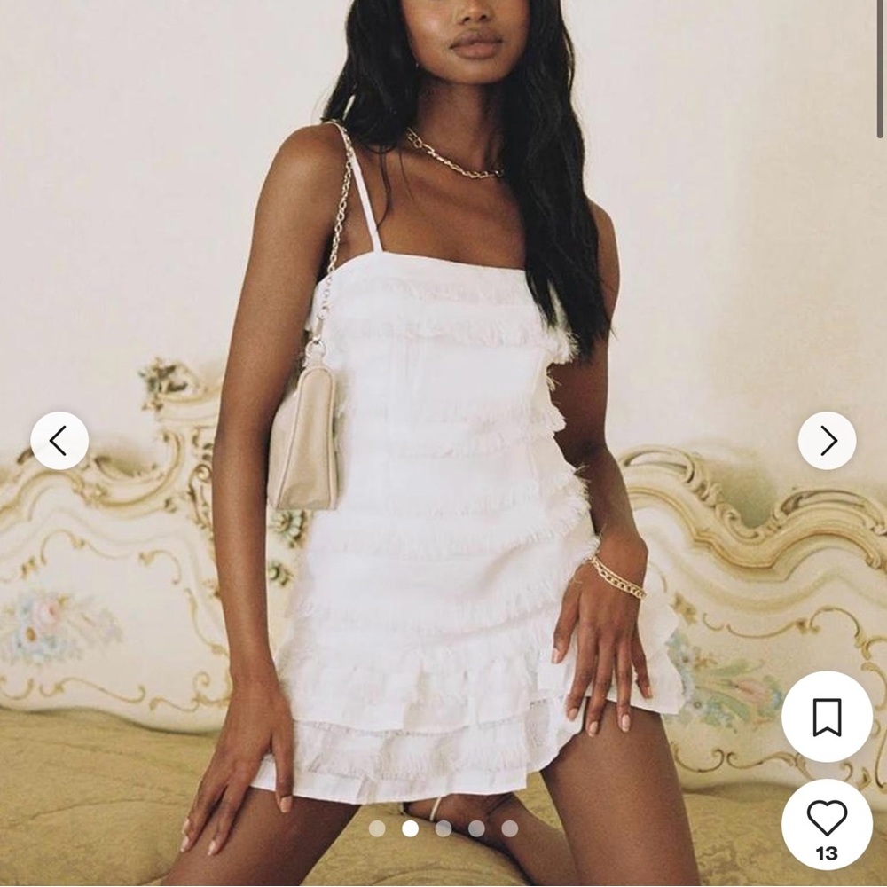 White Ruffled Mini Dress - Picture 3 of 5